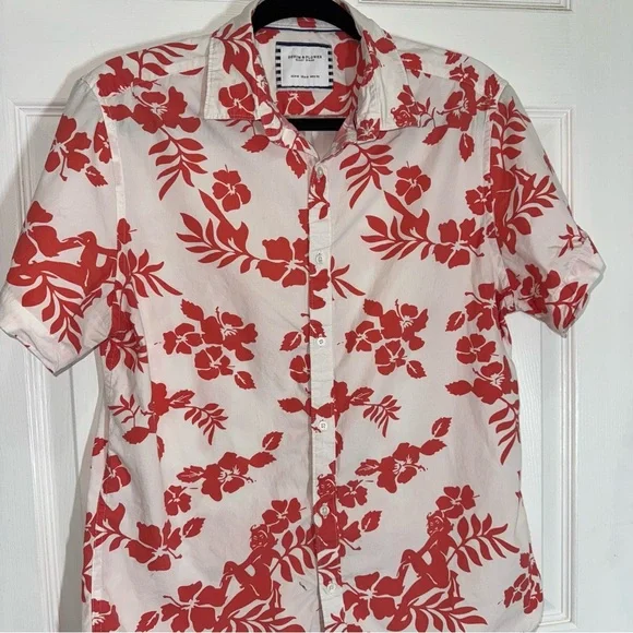 Denim & Flower Ricky Singh Vibrant Red Floral Shirt size M - Picture 7 of 15